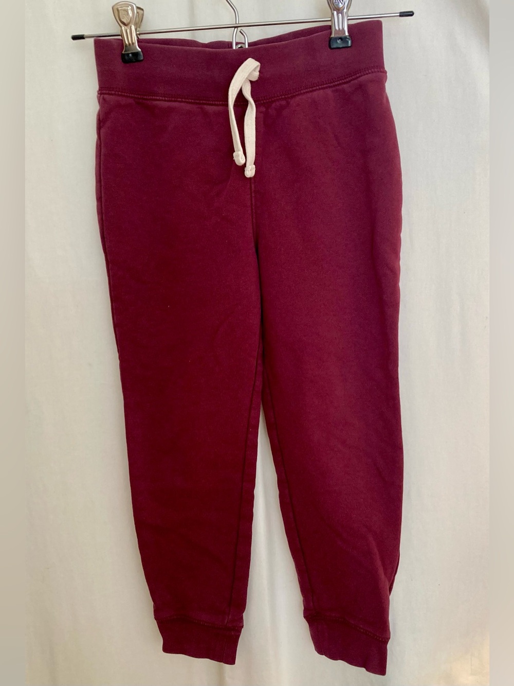 Lands' End Kids Burgundy Jogger Sweatpants with Cream Drawstring Size 5-6 Yrs